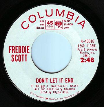 FREDDIE SCOTT - DON'T LET IT END - COLUMBIA DEMO