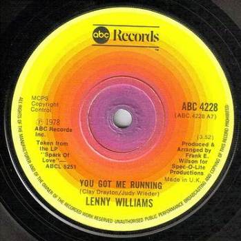 LENNY WILLIAMS - YOU GOT ME RUNNING - ABC