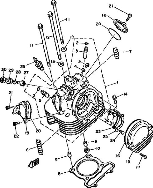 xt250 cylinder head