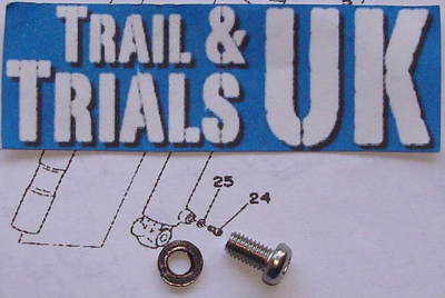 24 & 25. Front Fork Drain Screw & Gasket - TY250 Twinshock