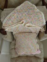 hand crochet cushion and lap blanket set