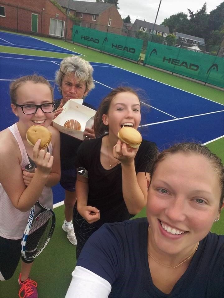 Ladies eating cakes