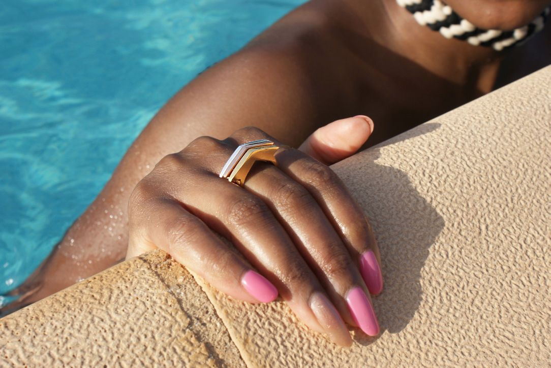 gold and silver contemporary tribal rings by Elisha Francis