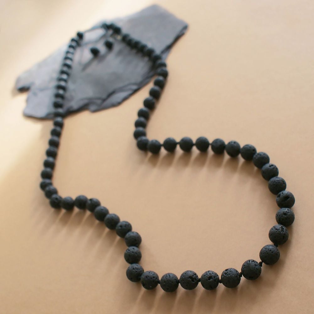 Long Lava Stone Necklace