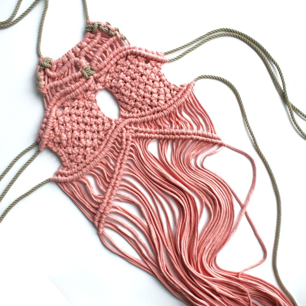 Coral Macramé Top
