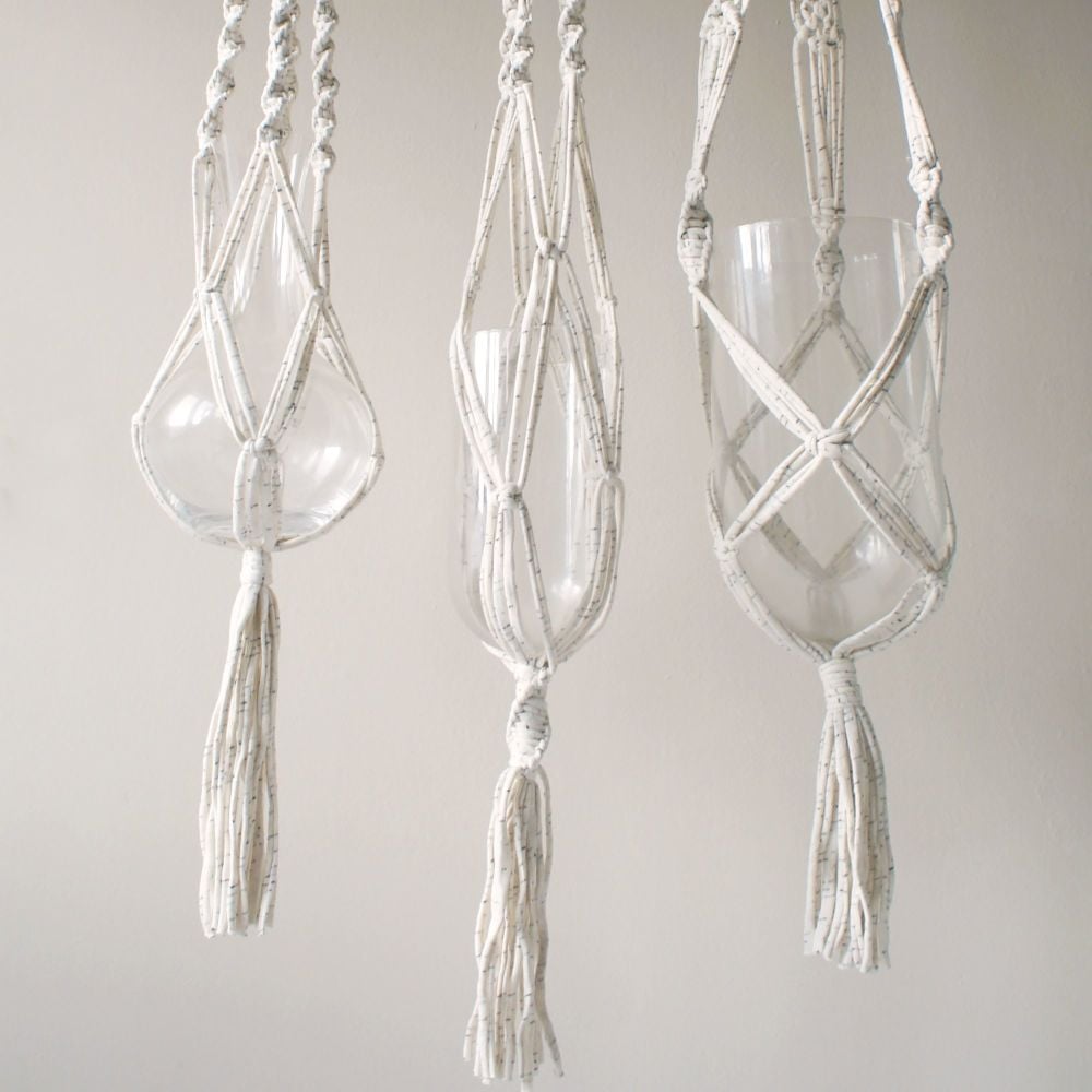 Cream Macrame Plant Hangers