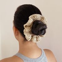 Beige Crochet Scrunchie