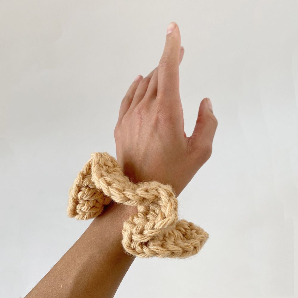 Chunky Caramel Crochet Scrunchie