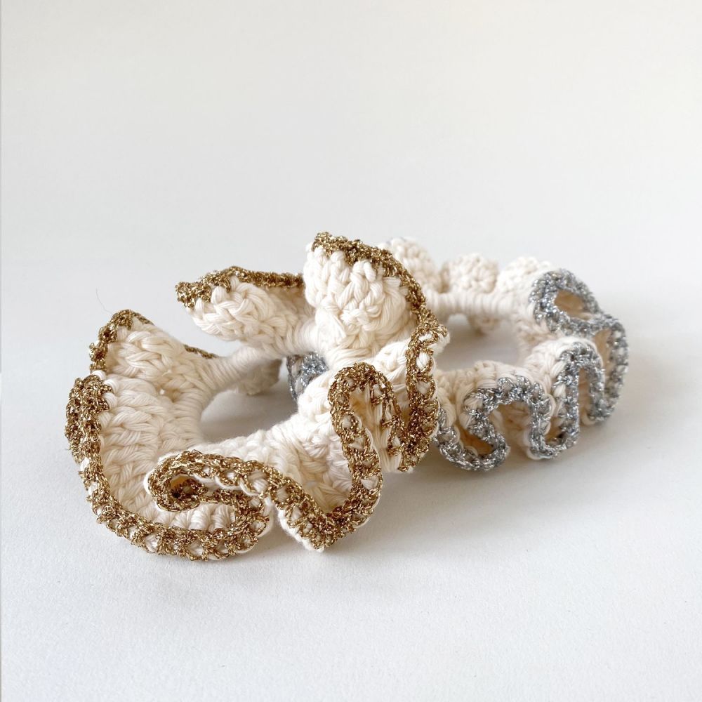 Cream Crochet Scrunchie
