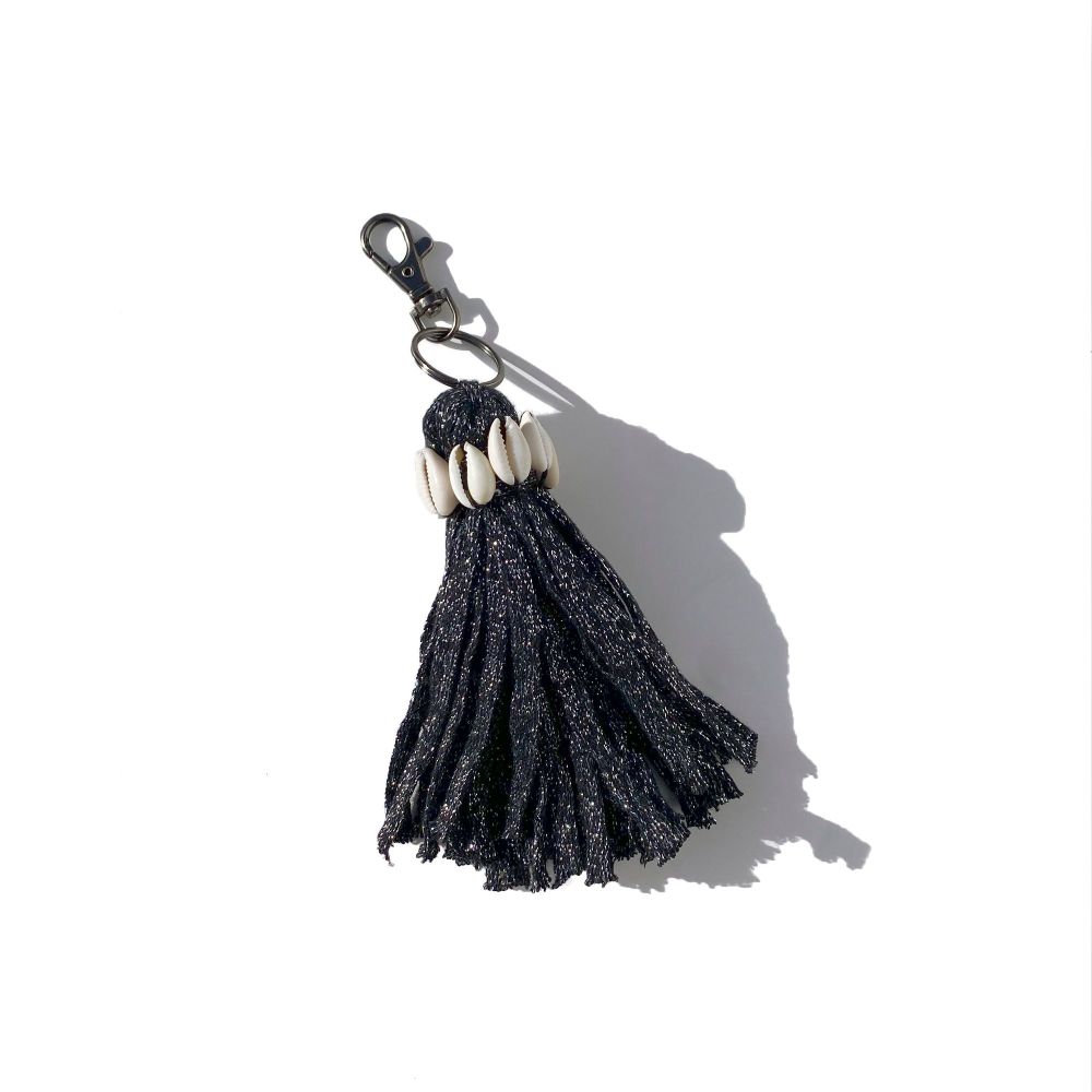 Black Cowrie Keychain & Bag Charm