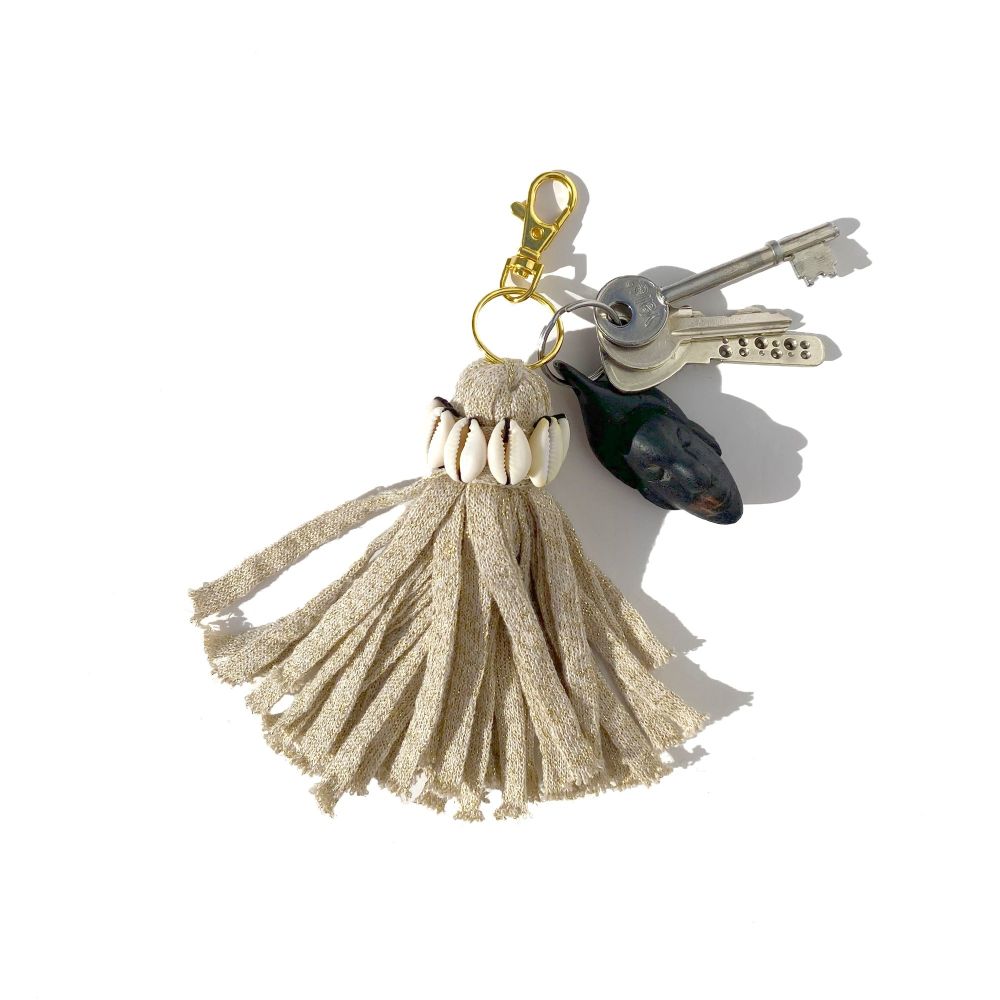 Gold Cowrie Keychain & Bag Charm