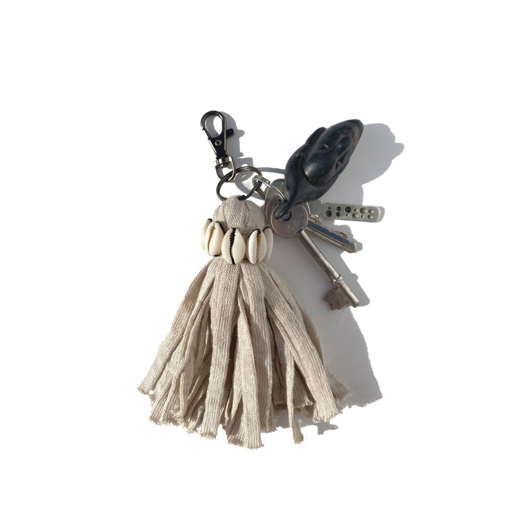 Beige Cowrie Keychain & Bag Charm