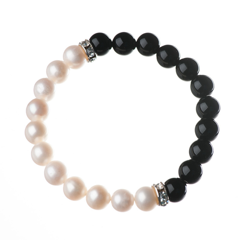 freshwater pearl bracelet, pearl bracelet, onyx bracelet, elisha francis, gemstone jewellery