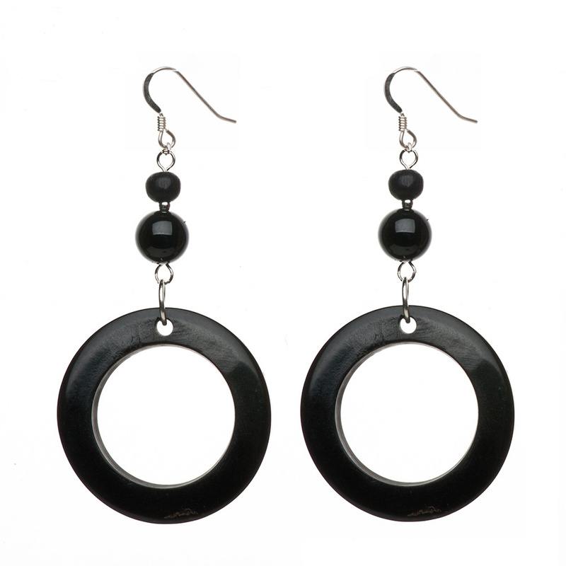 onyx earrings, black earrings, wooden earrings, elisha francis, handmade jewellery, jewellery online