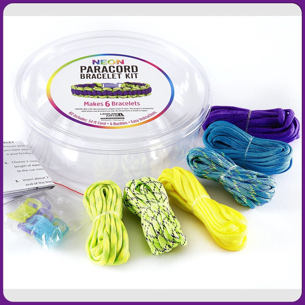 PARACORD - Neon Paracord Bracelet Kit YELLOW. Leisure Arts