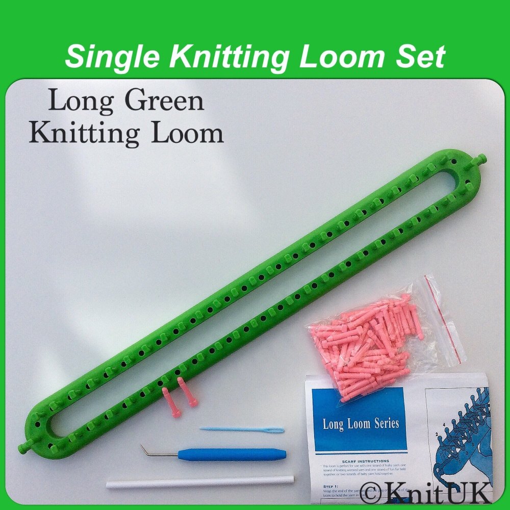 KnitUK Long Green Knitting Loom. 50 Pegs +  50 extra-pegs