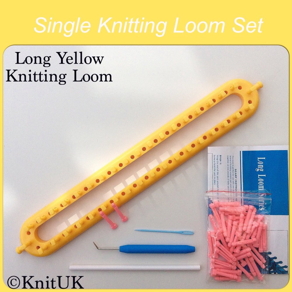 KnitUK Long Yellow Knitting Loom. 38 Pegs +  38 extra-pegs