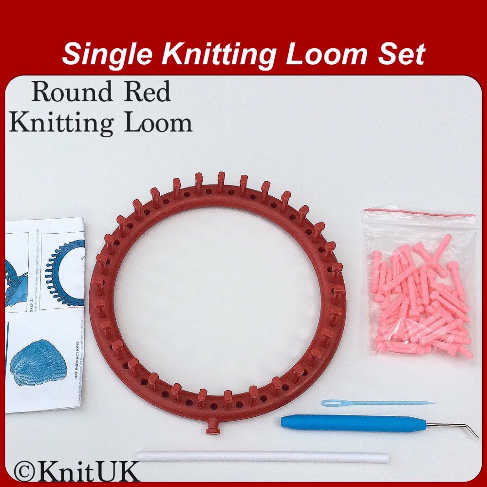 KnitUK Round Red Knitting Loom. 31 pegs + 31extra pegs
