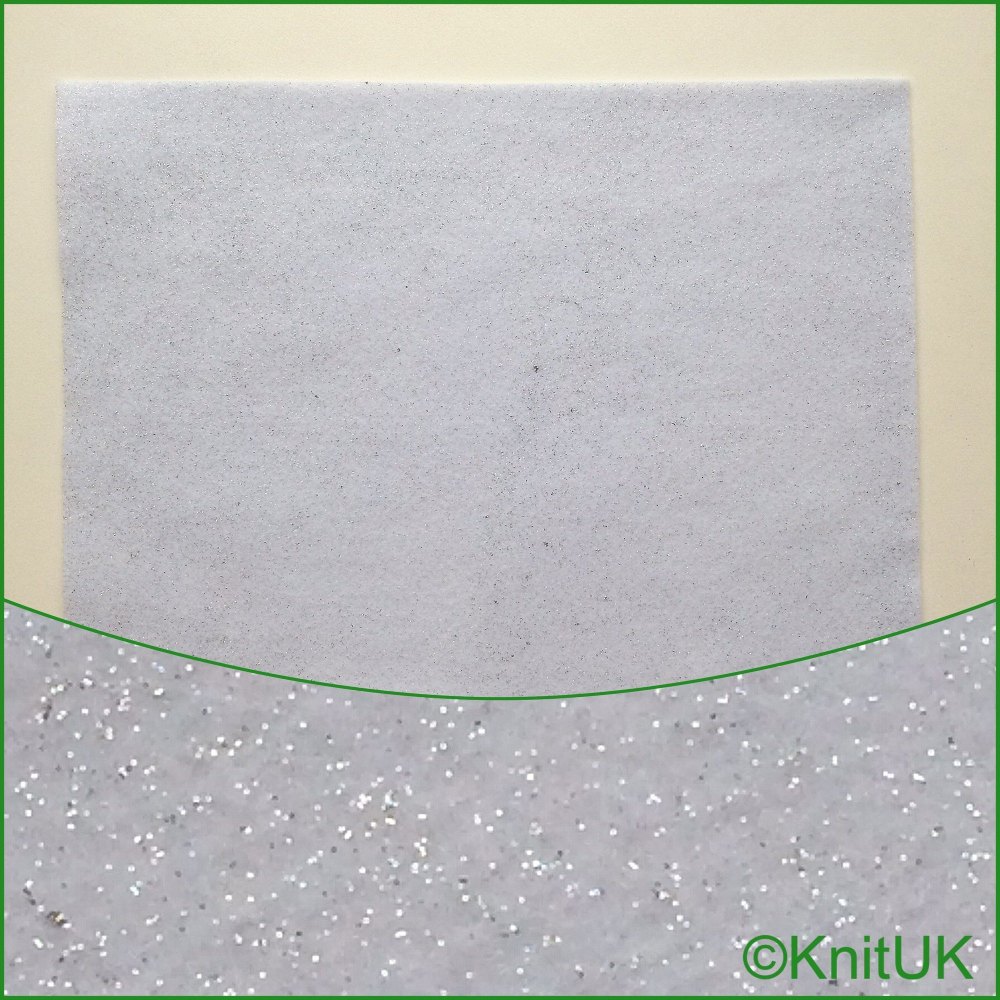 Acrylic Glitter Felt 23cm x 30cm. White (Trimits).