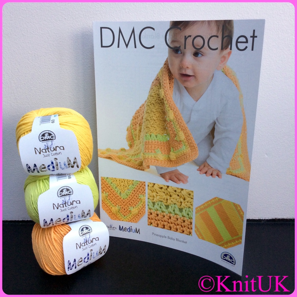 DMC Crochet - Pineapple Baby Blanket. Leaflet (Natura Medium yarn)