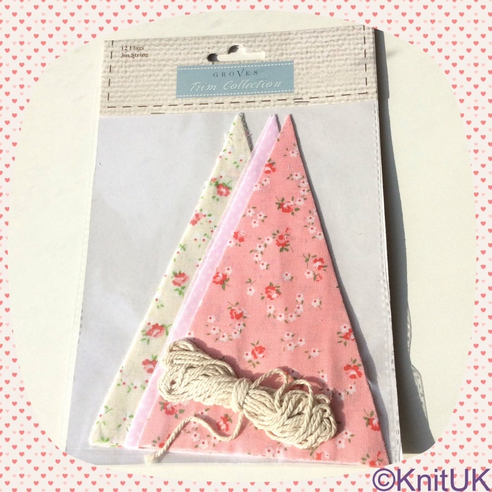 Bunting Kit. Make-your-own (Groves). Cotton - Pink Floral