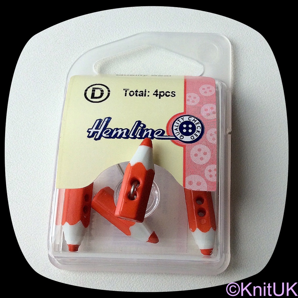 Button Red Pencil. 4 Pack (19mm)
