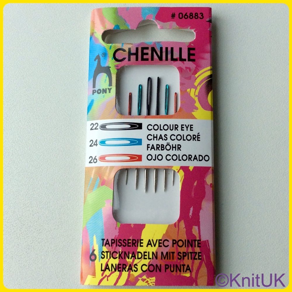 Colour-coded Eye Needles - Chenille. Sizes 22 / 24 / 26