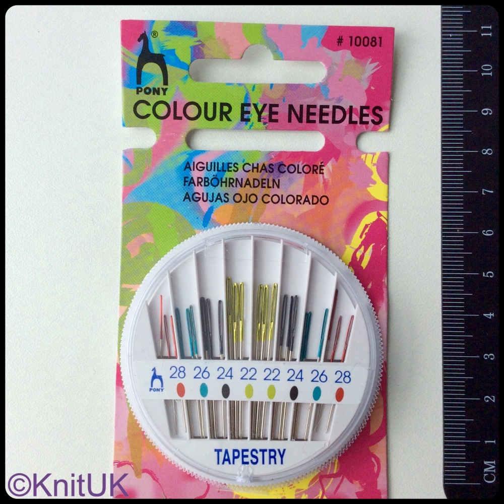 Coloured Eye Hand Sewing Needles Compact - Tapestry (Pony). 24 per Pack