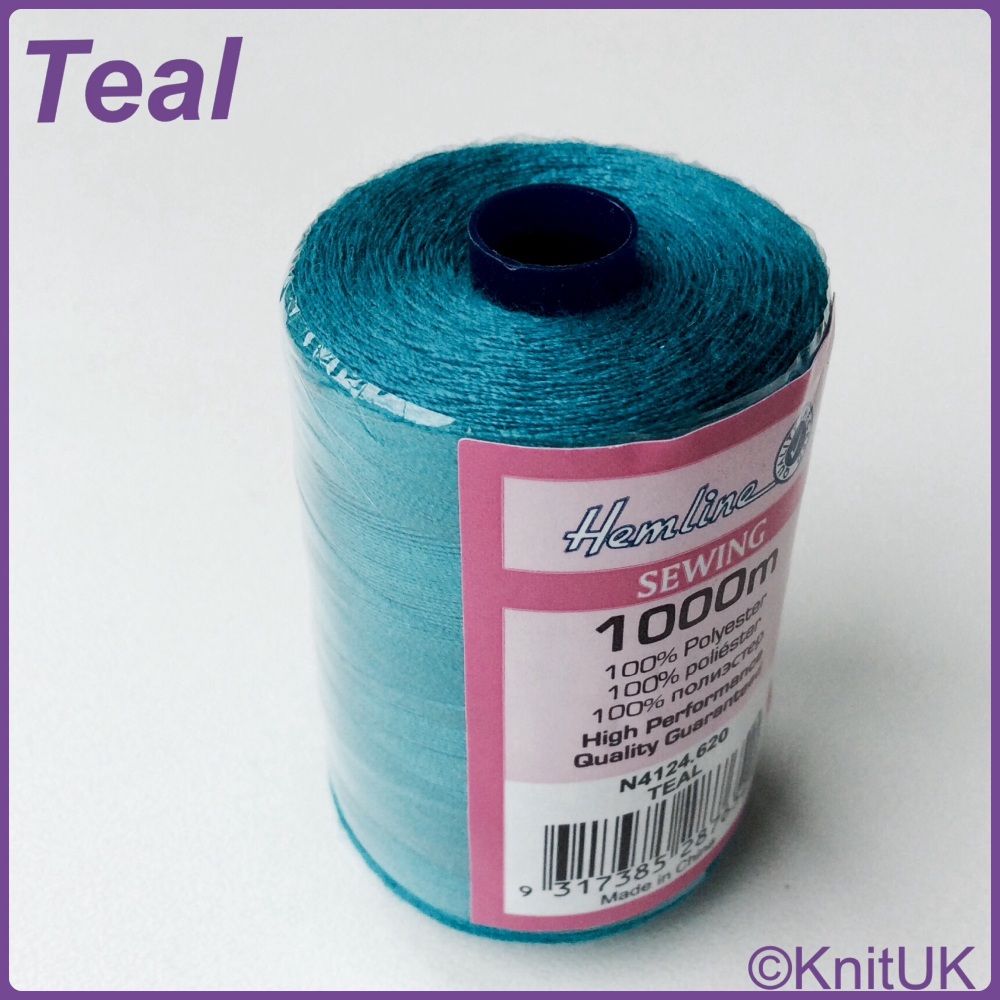 Hemline Sewing Thread 100% Polyester - 1000m. Teal