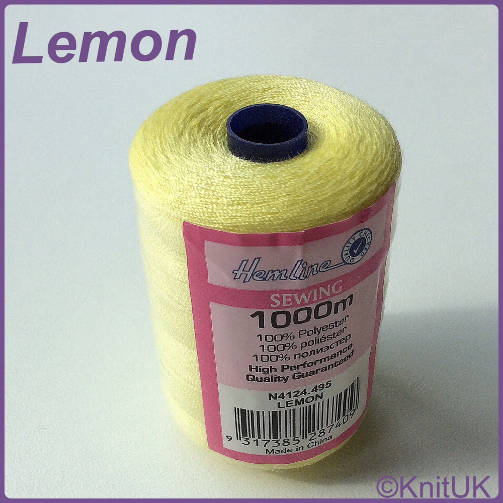 Hemline Sewing Thread 100% Polyester - 1000m. Lemon