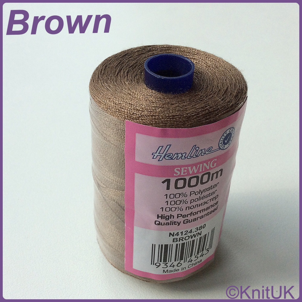 Hemline Sewing Thread 100% Polyester - 1000m. Brown