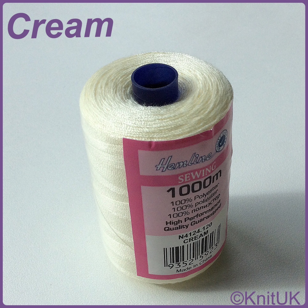Hemline Sewing Thread 100% Polyester - 1000m. Cream