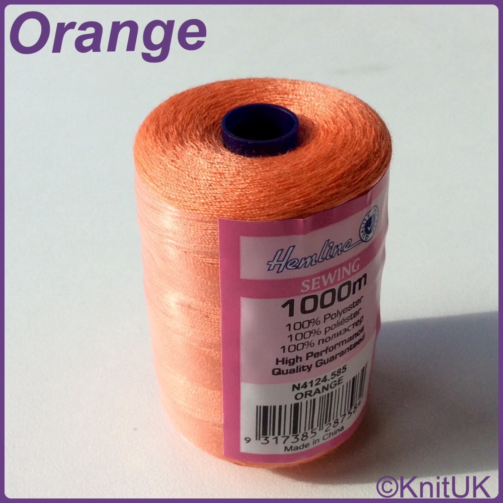 Hemline Sewing Thread 100% Polyester - 1000m. Orange