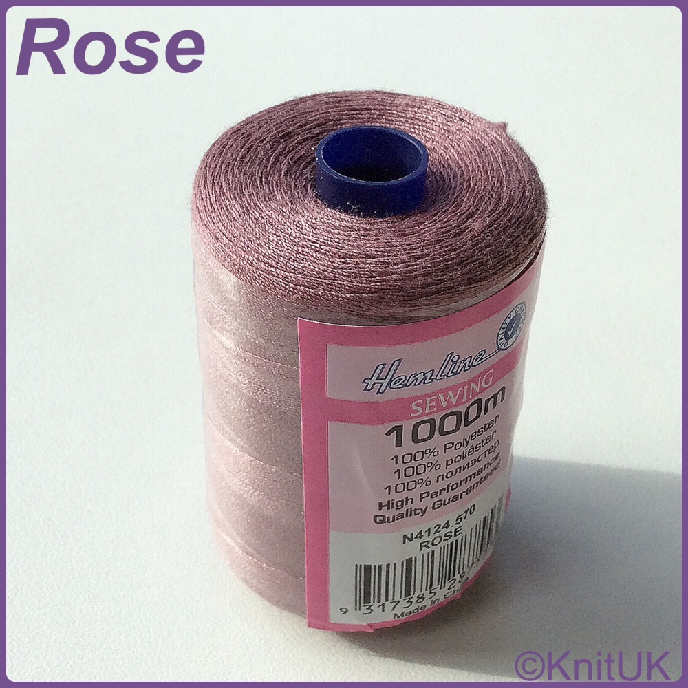 Hemline Sewing Thread 100% Polyester - 1000m. Rose