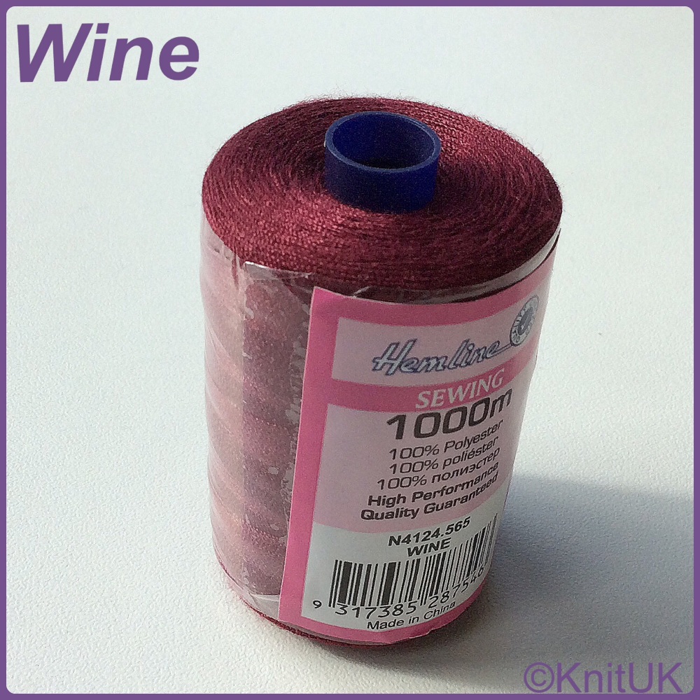 Hemline Sewing Thread 100% Polyester - 1000m. Wine