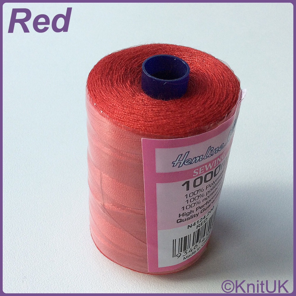 Hemline Sewing Thread 100% Polyester - 1000m. Red