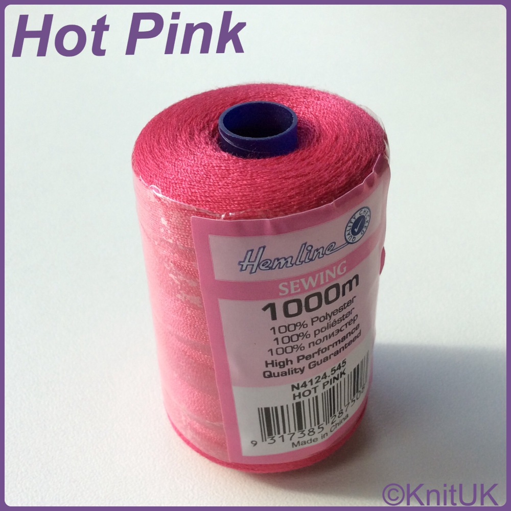 Hemline Sewing Thread 100% Polyester - 1000m. Hot Pink