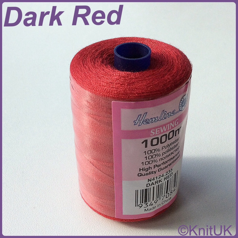 Hemline Sewing Thread 100% Polyester - 1000m. Dark Red