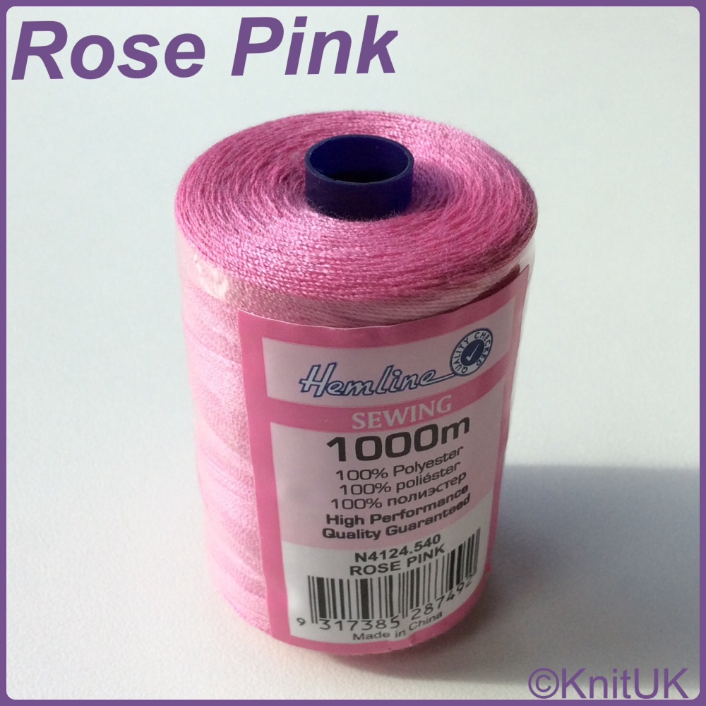 Hemline Sewing Thread 100% Polyester - 1000m. Rose Pink