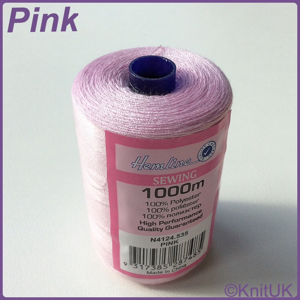 Hemline Sewing Thread 100% Polyester - 1000m. Pink