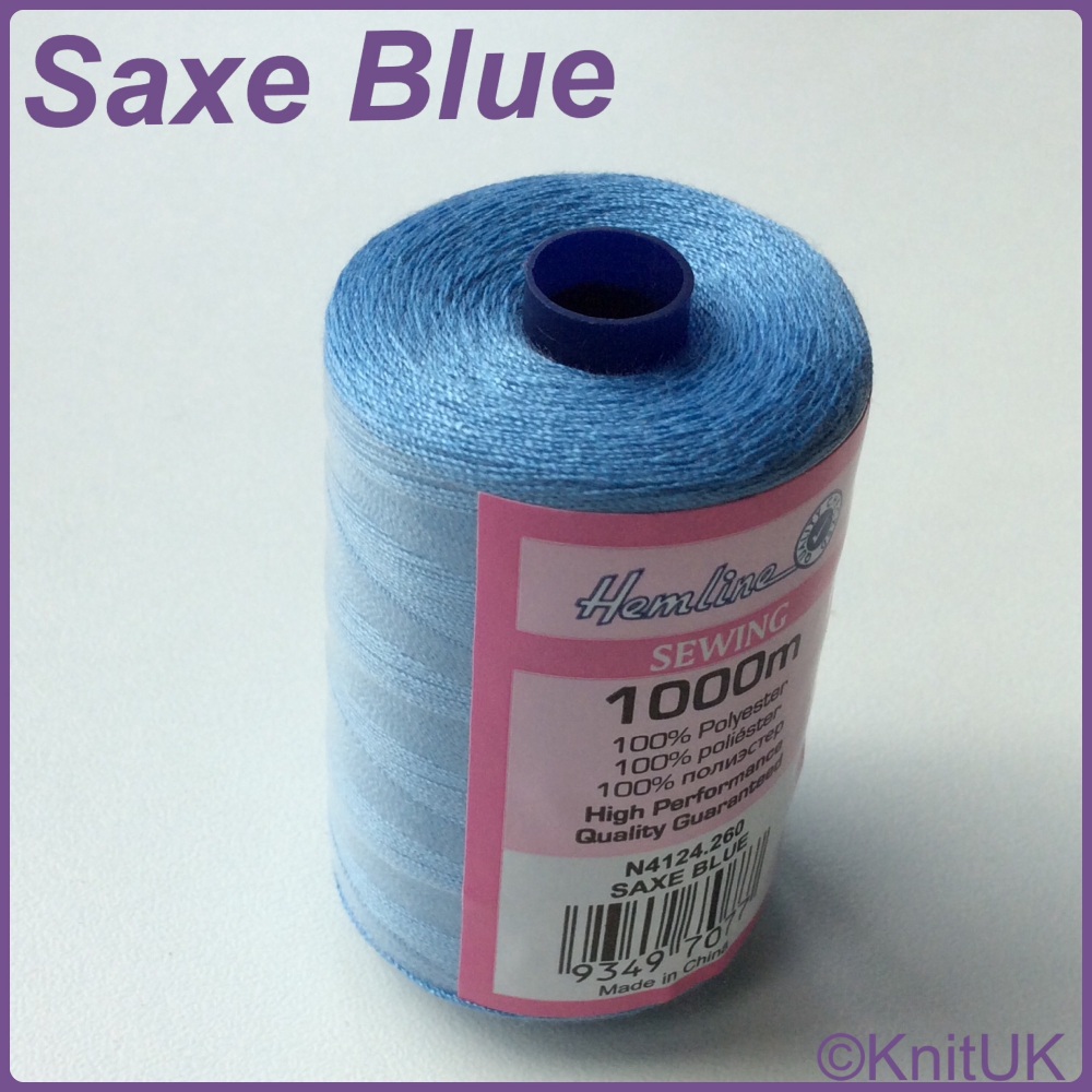 Hemline Sewing Thread 100% Polyester - 1000m. Saxe Blue