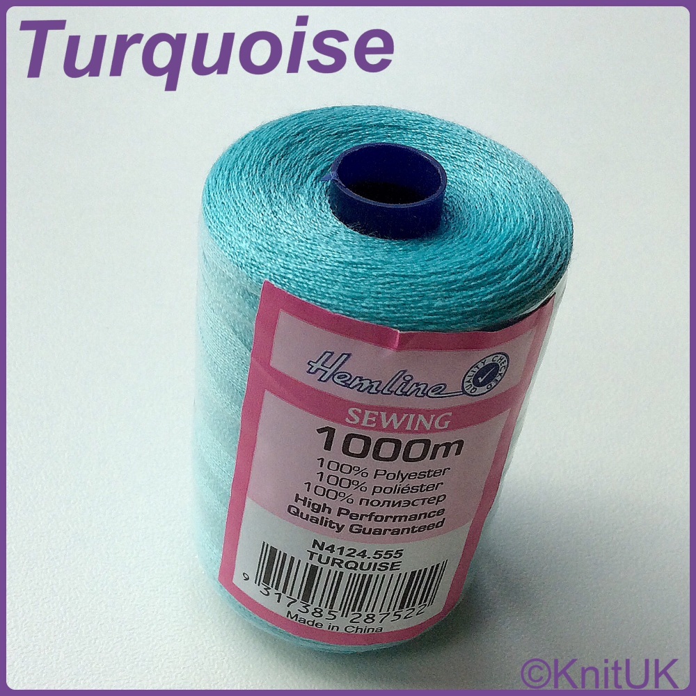 Hemline Sewing Thread 100% Polyester - 1000m. Turquoise