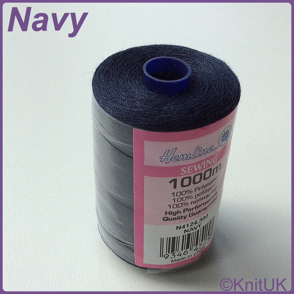 Hemline Sewing Thread 100% Polyester - 1000m. Navy