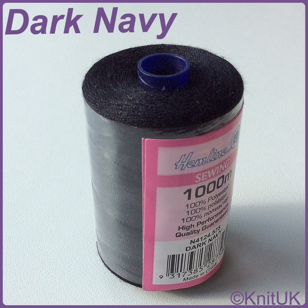 Hemline Sewing Thread 100% Polyester - 1000m. Dark Navy