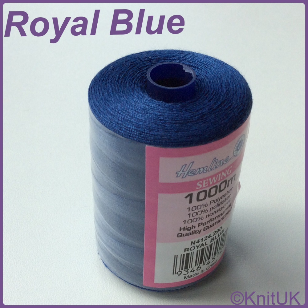 Hemline Sewing Thread 100% Polyester - 1000m. Royal Blue