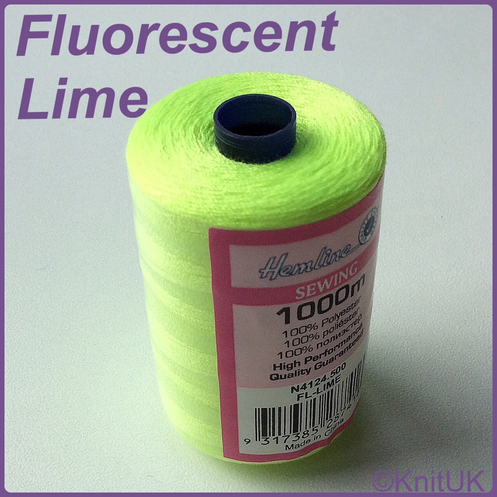Hemline Sewing Thread 100% Polyester - 1000m. FL-Lime