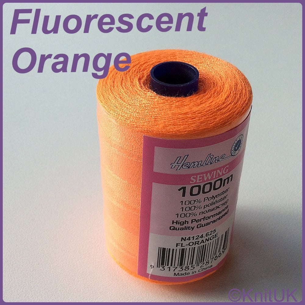 Hemline Sewing Thread 100% Polyester - 1000m. FL-Orange