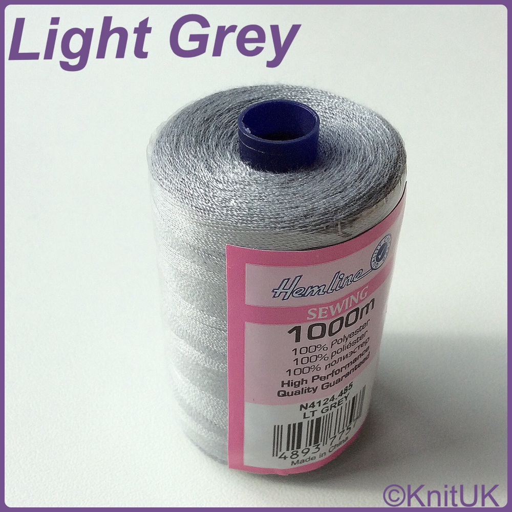 Hemline Sewing Thread 100% Polyester - 1000m. LT Grey