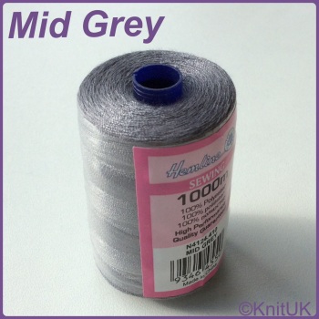 Hemline Sewing Thread 100% Polyester - 1000m. Mid Grey