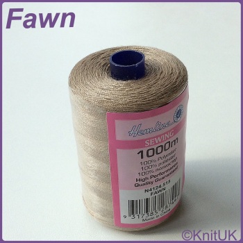 Hemline Sewing Thread 100% Polyester - 1000m. Fawn